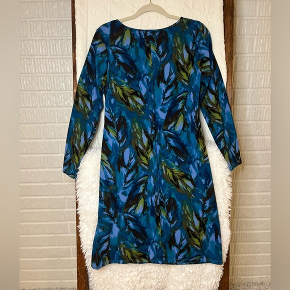 J. Jill Wearever Collection Dress Size S Stretch Blue Feather Faux Wrap Stretch - Picture 3 of 3